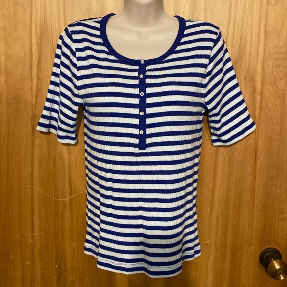 J.Crew Henley striped rib tee M